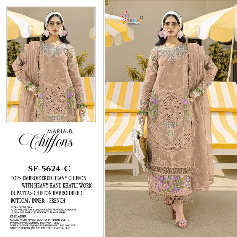 Sf 5624 A To D By Shree Chiffon Embroidery Salwar Kameez 